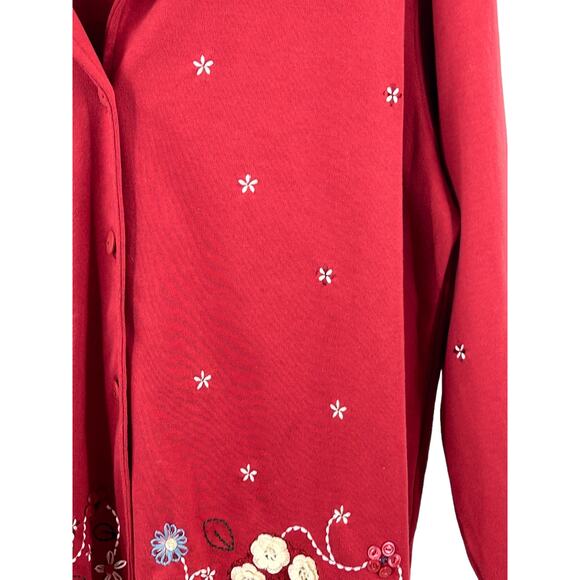 Bechamel Red Embroidered‎ Knit Cardigan Floral Size Xlarge - Picture 11 of 16